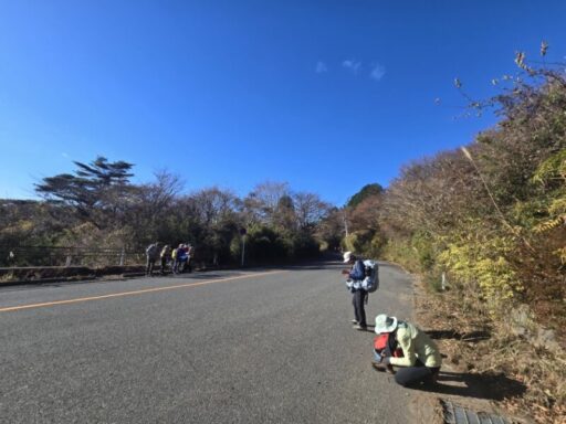 パノラマガーデンバス停で降り、県道75号を右方向へ。実は他のチームについて行っていました^^;